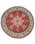 5x5 Red Kuba Afghan Hand Knotted Round Wool Area Rug